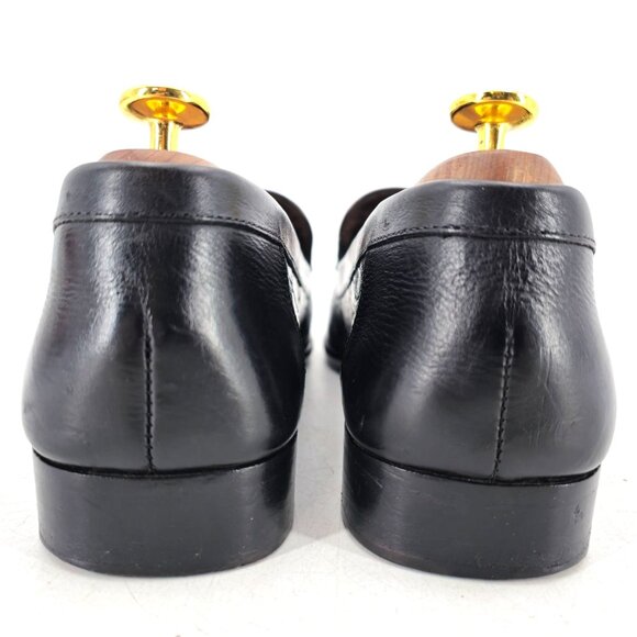 Vintage Bragano Exotic Crocodile Italy Men 9.5 Black Leather Dress Shoes Loafers main image 5